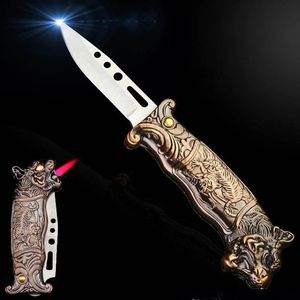 Torch Turbine Lighters Multifunction Knife Lighter Portable Folding Knife Butane Windproof Field Tool Cigarette Accessories