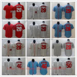 Movie College Baseball Wears Jerseys Stitched 28 NolanArenado 46 PaulGoldschmidt 50 AdamWainwright Slap All Stitched Away Breathable Sport Sale High Quality