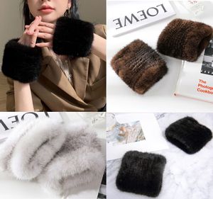 100% Real Mink Fur Glove Fingerless Mittens Type Read Double Sided High Elastic