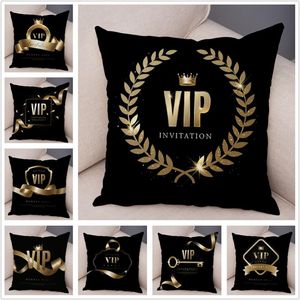 Cuscino/Cuscino Decorativo Geometrico Nero VIP Lettera di Invito Fodere per Cuscini Cartone Animato per Divano Decorazioni per La Casa Federa di Peluche Super Morbida 4