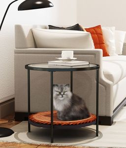 Wholesale easy coffee table resale online - coffee table share with pets Provide pet mat Net cloth tempered glass tabletop coffee table multi function easy assembly minimalist creative metal tea table