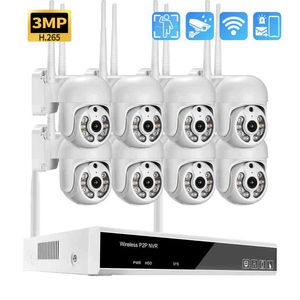 Gadinan 8CH 3MP Pista per auto umane Ptz Sistema CCTV wireless Citofono Wifi IP Telecamera di sicurezza Set P2P Nvr Kit di videosorveglianza J220519