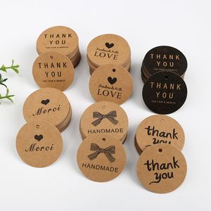Kraft Paper Tags embrulhando para festa de casamento marrom redonda 4cm artesanato pendurar tags merci obrigado