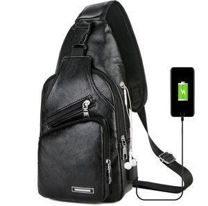 Wholesale Outdoor waterproof bag anti theft USB men hiking camping traveling chest sling bags shoulder Cross body packs External USB Charger Backpack