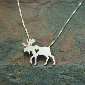 Hänge halsband Tiny Moose Halsband Silver Color Charm Heart Choker för Women Girl Fashion Statement JewelPendant