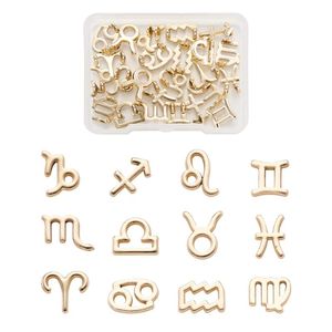 Charms Sets/lot Alloy 12 Constellations Light Gold 11x12.5mm 12pcs/setCharms