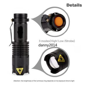 Q5 LED-Taschenlampen, tragbar, mini, wasserdicht, Aluminiumlegierung, Blitzlicht, verstellbar, zoombarer Fokus, Batterie-Taschenlampenlampe