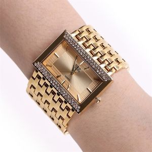 Nya helt nya rostfritt stålkedja Fashion Gold Watch Women armbandsur Quartz Watches 201124