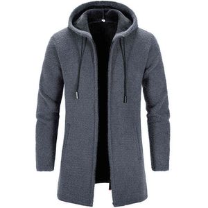 Autumn And Winter Men's Fashion Versatile Knitted Cardigan Medium And Long Hooded Mink Outer Windbreaker L220706