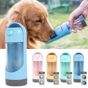 300ml Dog Feeder with Filter Pet Water Bottle Plastic Feeding Water Bottles Dogs Protable Outdoor Pet Drinking Bowl Drop 210320