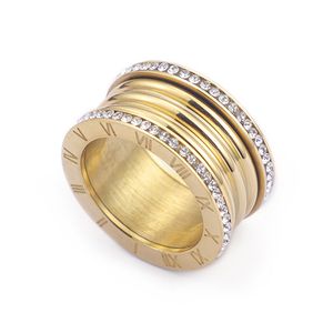 3 цвета нержавеющая сталь Bague Femme Модное кубическое обручальное кольцо для женщин для женщин Римские цифры Anillos Mujer CZ Rinestone Ring