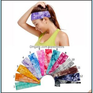 Headband Hair Accessories Tools Products Unisex Tie Dye Elastic Headbands Sports Yoga Band Cotton Turban Headwrap 13 Colors Drop Delivery
