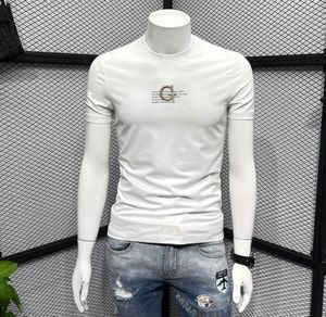 Модальные мужские футболки 2021 Новый высококачественный прилив бренда полуми рукава летняя простая вышивка тонкая T с короткими рукавами Slim Fit All-Match
