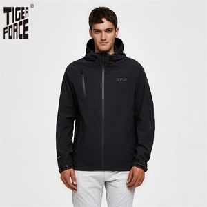 Tiger Force Mens Casual Spring Jacket Male Hooded Windbreaker Windproof Plus Size Coats Many Outerwear Overcoat 201116