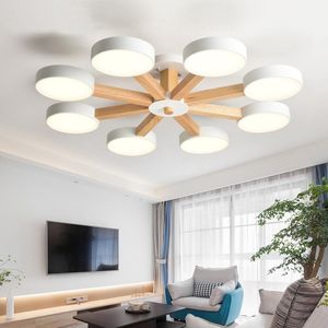 Pendant Lamps Nordic Simple Dimming Wooden Stand & Disc Lampshade 220 V Ceiling Chandelier Kitchen Bedroom Living Room Dining El RoomPen