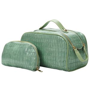 2 adet seyahat basit moda kozmetik kasa kadın çift fermuarlı organizatör kozmetik çantalar ton desen el yıkama kutusu makyaj çantası 220613