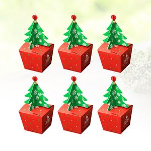 Dekorativa objekt Figurer PCS Christmas Paper Boxes Portable Festive Candy Chocolate Gift Packing Apple Treat Containers med Bells Fo