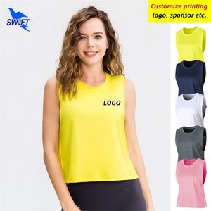 Kolsuz Yoga Gömlek Kadınlar Hızlı Kuru Gevşek Spor Tişörtleri Çalışan Fitness Spor giyim Yeleği ile Mesh Patchwork 220704