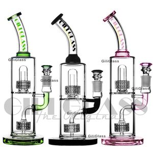 Hookah Tobacco pipes bubbler double perc Quality Unique Glass Smoking Wax water Bong Pipe Dab Rigs Percolater 18.8mm Joint Beaker accessories