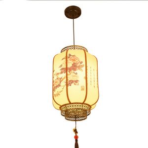 New Chinese Pendant Lamps Neoclassical Restaurant Teahouse Fabric Hand Painted Antique Lamps Lanterns Hotel Engineering Aisle