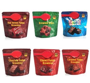 Sacos de embalagem de viagem em borracha de 600 mg chocolate fudge brownies mordidas pacote de embalagem de mylar saco de pacote atacado
