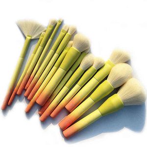 Strumenti per il trucco Pro Gradient Color 14 pezzi Pennelli Set Soft Cosmetic Powder Blending Foundation Ombretto Blush Brush Kit Make Up220422