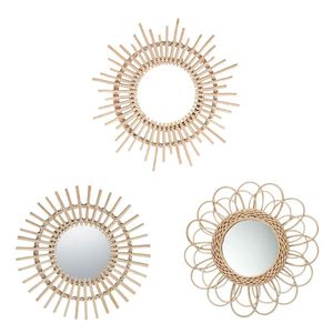 Other Home Decor Rattan Innovative Art Decoration Round Makeup Mirror Dressing Bedroom Bathroom Wall Hanging Mirrors Craft Po Props