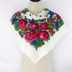Русский цветочный шарф роскошный цветок маленький носовой платок этнический шаль.