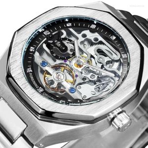 Automatisk klocka för män presentklockor Mens 2022 Skeleton Mekanisk Tourbillion Strainless Steel Strap Steampunk Reloj Hombre armbandsur