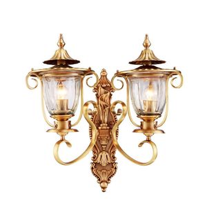 Parede de cobre Parede Luzes Clear Sombra de Vidro Quarto Quarto Bedside Case Case Corredor Wall Lamp