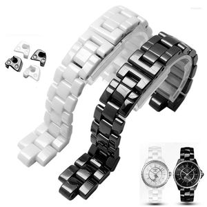 Watch Bands Convex Watchband Ceramic Black White For J12 Bracelet 16mm 19mm Strap Special Solid Links Folding BuckleWatch Hele22