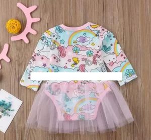 stampa cavallo cartone animato Pagliaccetti Neonati Filato netto TuTu Tute moda bambini Vestiti da arrampicata