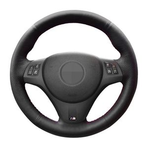 Tampa do volante de direção Tampa de carro de couro artificial preto para M Sport M3 E90 E91 E92 E93 E87 E81 E82 E88 3 Série 2005-2022STEERINA