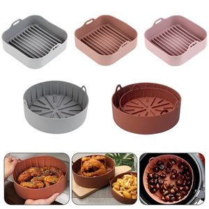 Airfryer Fryer Accessories Bakningsverktyg Återanvändbar silikonpottkorg Pizza Plate Grill Kitchen Cake Cooking Tool W220425