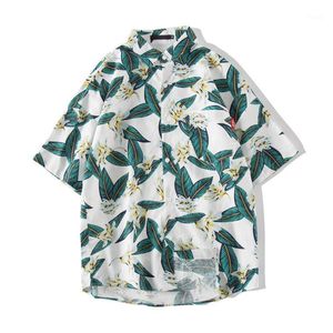 Letnia sukienka męska szczupła moda casual streetwear z krótkim rękawem luźna duża cienka klasyczna koszula męska plaża wygodne koszule
