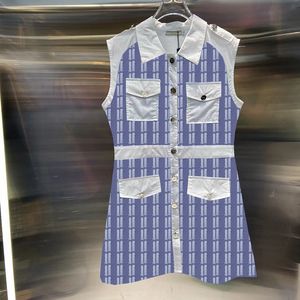 最新のポケットドレス女性レターズデザイナースカート夏のノースリーブカジュアルドレス豪華な通気性のあるシャツドレス