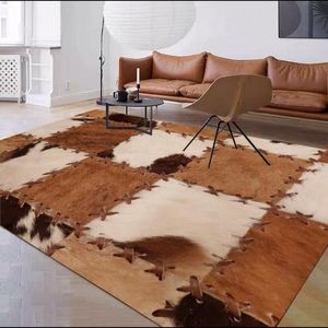 Mattor Modern Imitation Cowhide lädermatta vardagsrum/Bedrrom golvmatta soffbord fotkudde rektangel mattan dropparpetsar