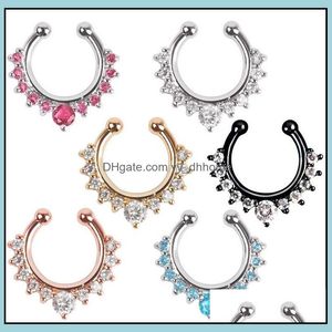 Nose Rings Studs Body Jewelry C-Shaped Ring Stainless Steel Non-Perforated False Sterling Sier For Women Wholesale Drop Delivery 2021 Pkkw