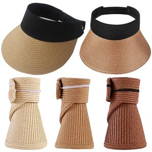 Estate Vuoto Top Suncap Portatile Pieghevole Magic Rollup Spiaggia A Tesa Larga Donne Cappello da Sole Casual Berretto di Paglia Visiere 220617