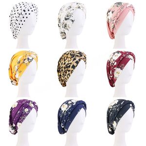 Handgjorda Braid Floral Turban Hat Headwrap Muslim Twist Style Hijab Elastic Bandanas Women Hair Accessories Femmes Turbante