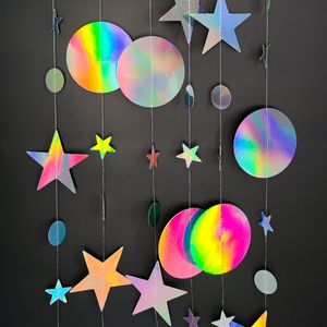 Party Decoration Star Banner Garland Paper Stars Streamer Glitter Bunting Birthday Wedding Decorations Kids Room Decor Baby Shower SuppliesP