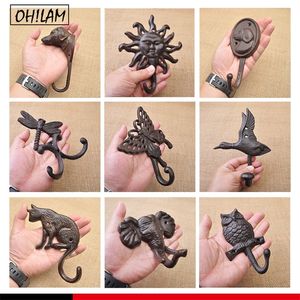 Vintage Rustic Cast Iron Nautical Anchor Design Key Coat Hooks Rack Decorative Wall Mounted Antique Shabby Chic Metal Wall Hooks 201021