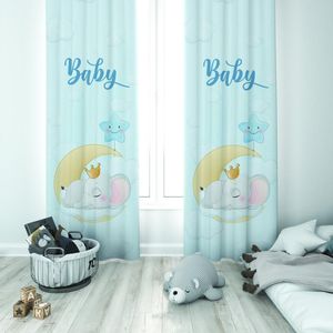 Curtain & Drapes Cute Elephant With Star Balloons Baby Boy Kids Room Special Design Canopy Hook Button Blackout Jealous Window Bedroom