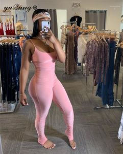 Kvinnors jumpsuits Rompers Yuqung staplade leggings Jumpsuit Kvinnor sommaren 2022 Sexig ärmlös lounge bär kroppskon sport fitness kropp