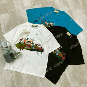 22SS homens homens designers t camisetas tee paris pato bordado algodão de algodão curto cola de rua de rua xinxinbuy preto bege s-2xl