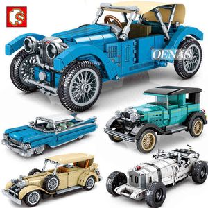 SEMBO MOC Creative High-Tech Technique Eldorado Retro Classic Car Building Blocks Model Children kit Toys Boys Kid Birthday Gift R230907