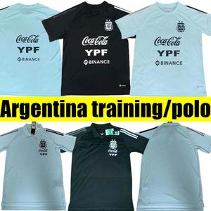 22 Argentinië voetbaltruien training slijtage polo shirt zwart blauw mannen maillots de voet maradona messis speciaal badge voetbalshirt uniform korte mouw