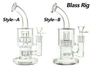 Equipamento de cachimbo de água/borbulhador de vidro para fumar bong 8,5 polegadas de altura e dois perc com fêmea de 14 mm e tigela 400g de peso 2 estilos BU050A/B LK BU062