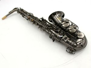 Saxofone alto banhado a níquel preto brilhante profissional de música oriental com gravuras 00