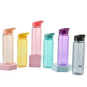 Yaz Soğuk Içecek Tumblers Tek Katmanlı Kolu Plastik Su Şişeleri ve Açık Spor Seyahat Saman Kupası 700 ML 6 Renkler Deniz BBB14731